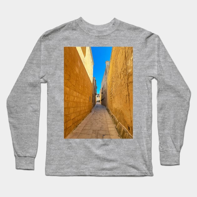 Mdina, Malta, Side Street Long Sleeve T-Shirt by Graz-Photos